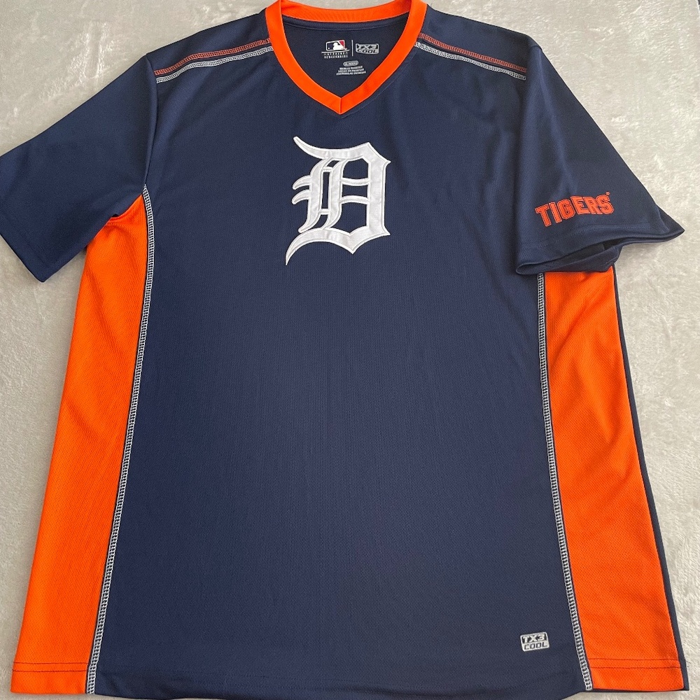 MLB Genuine Merchandise Mens TX3 Cool Detroit Tigers T-Shirt Sz XL Blue Orange